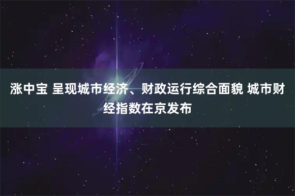 涨中宝 呈现城市经济、财政运行综合面貌 城市财经指数在京发布